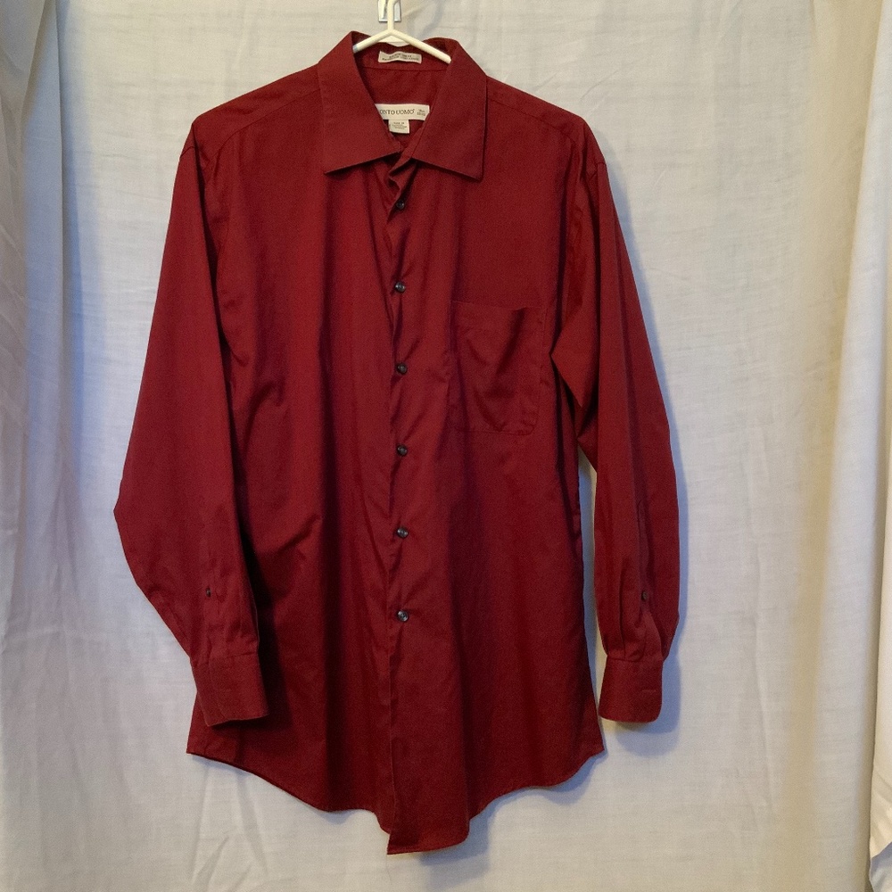 Pronto Uomo Men’s 100% Cotton Dress Shirt, Large Slim Fit (Neck 16.5)